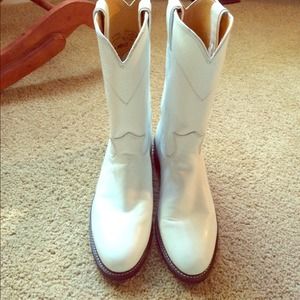 White Justin Cowboy Boots