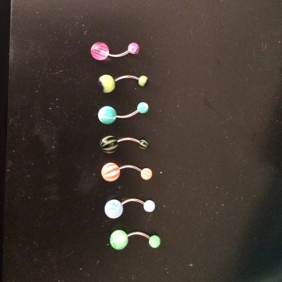 7 multicolored belly piercing jewelry