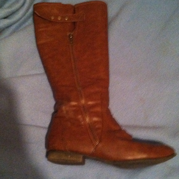 faux leather chestnut riding boots