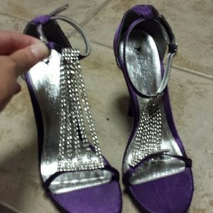 Purple satin heels