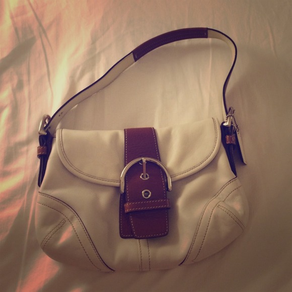 Coach white and brown leather purse