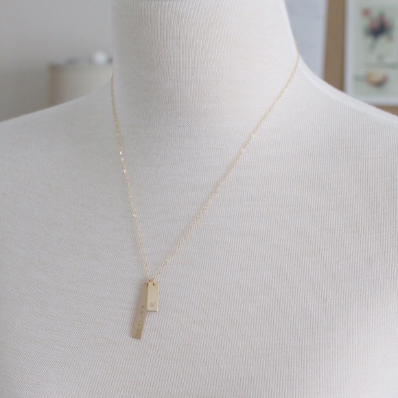 14k Gold Filled Bars Necklace Personalized - Picture 2 of 4