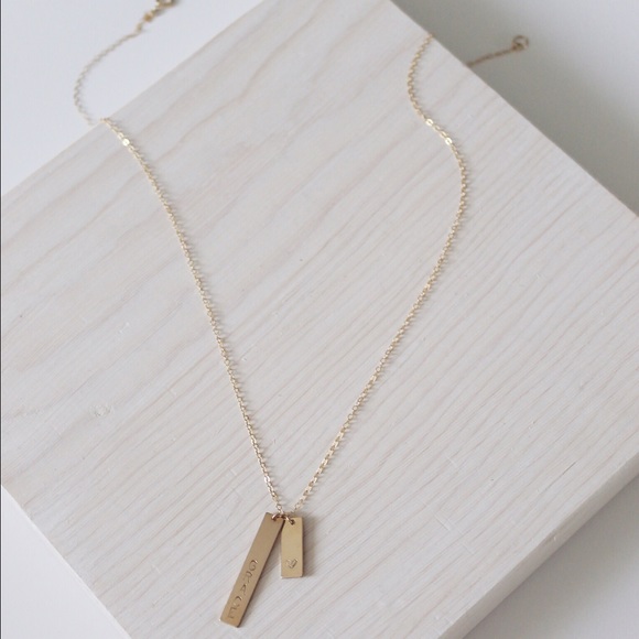 14k Gold Filled Bars Necklace Personalized - Picture 4 of 4