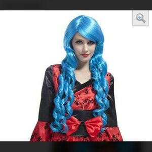 Blue long curl wig