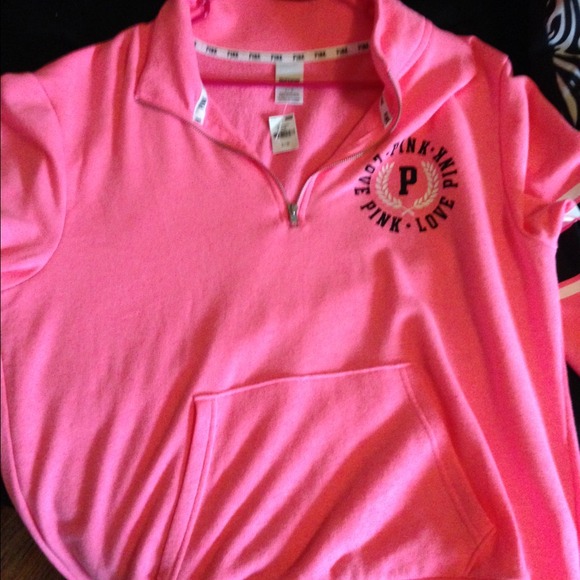 Half zip sweater brand new pink black nd white