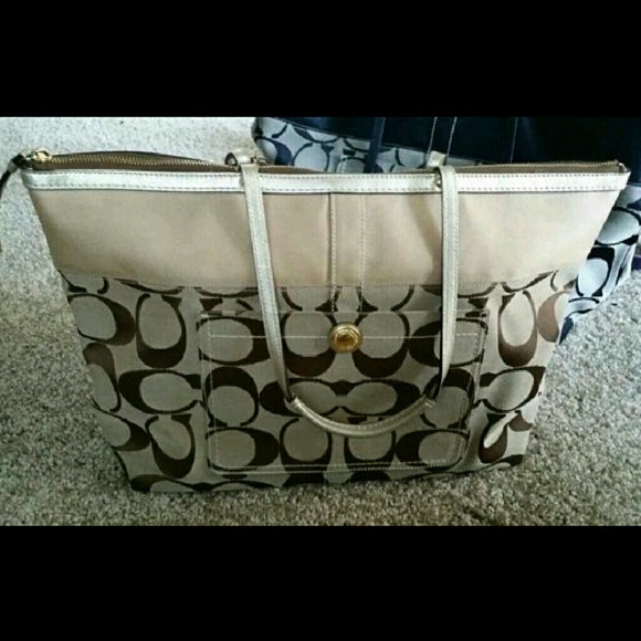 100% Authentic Coach Signature Brown/Gold Tote