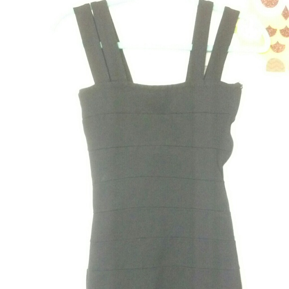Black double strap bodycon dress