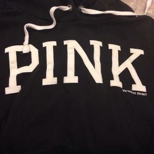 PINK hoodie size M all black with white lettering