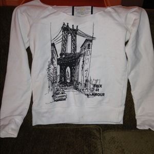 Small papaya sweatshirt.