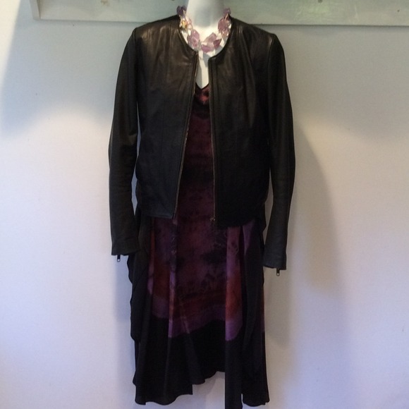 Hart + Hart Black Leather Moto Jacket sz 4