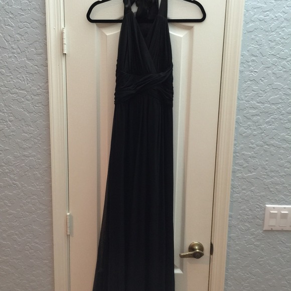 Long black halter dress