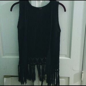 Black Fringe Vest