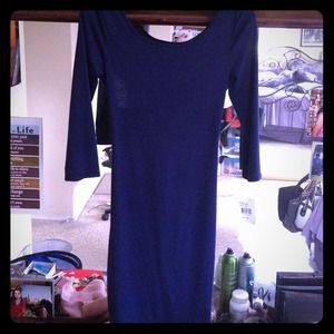 Navy blue short dress. Long sleeve.