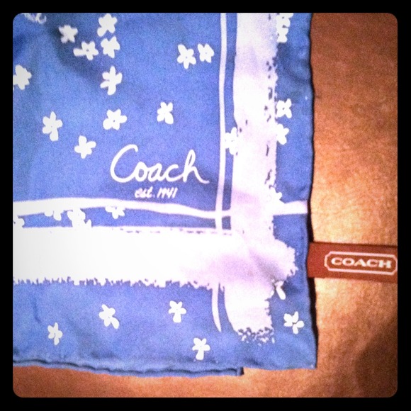 Blue and white Coach scarf
