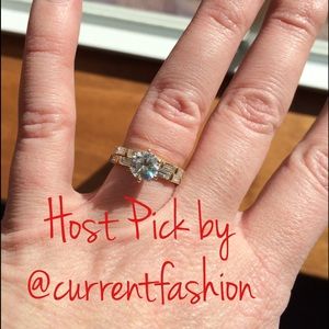 High Quality 14k Gold Diamonique Ring Set