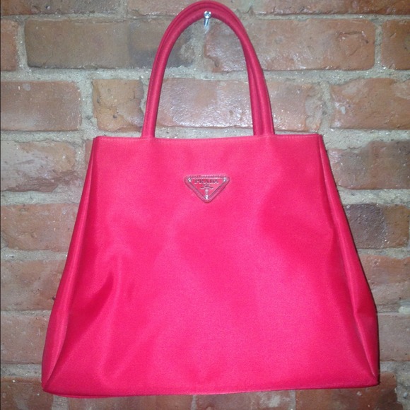 Prada Red fabric handbag with 2 handle