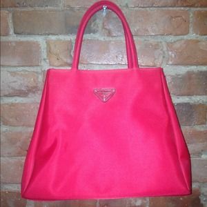 Prada Red fabric handbag with 2 handle