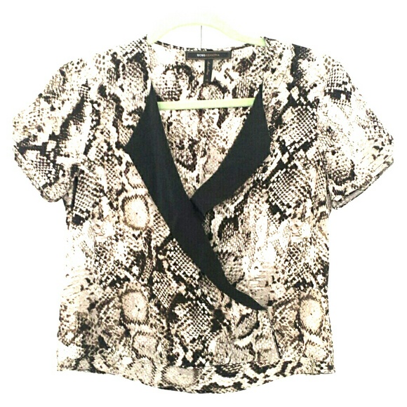 SOLD BCBG Snakeskin Print Silk Top - Picture 1 of 3