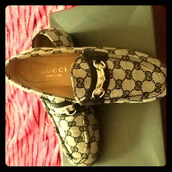 Gucci Horsebit Grey & black gg logo loafers