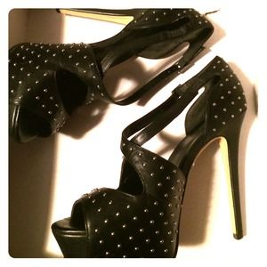 Black studded bebe heels