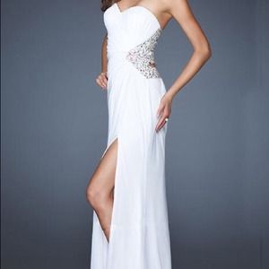 La femme white prom dress