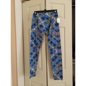 Blue tribal print leggings/ black and grey bundle
