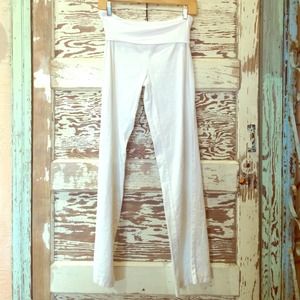 White Linen Fold over pants