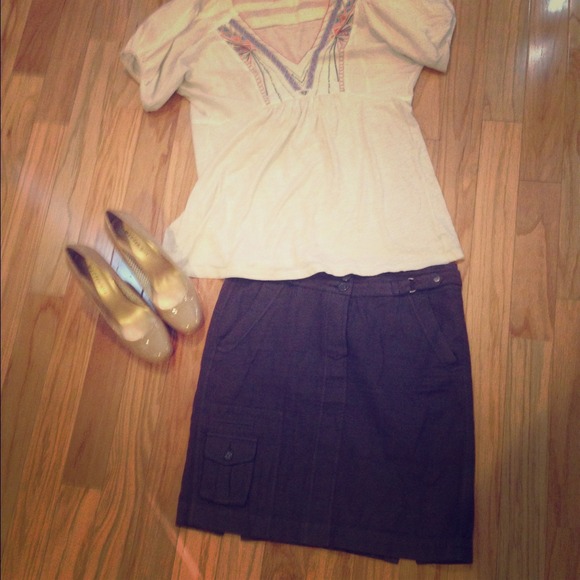 Anthropologie pencil cargo skirt & blouse bundle - Picture 1 of 3
