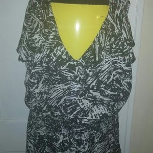 Black and white flowy ruffle dress