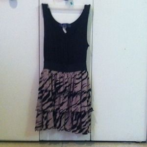 Black/ brown zebra ruffled dress