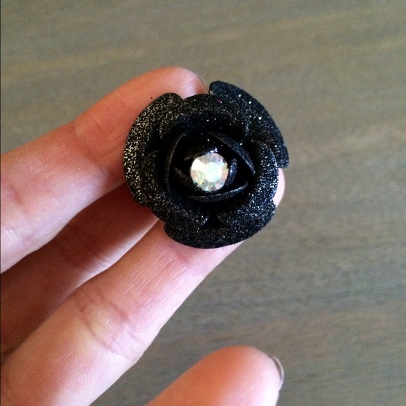 Black rose hair pin.