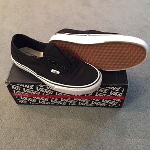 Black laceless Vans