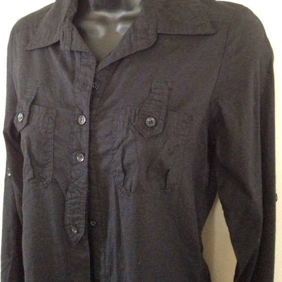 Collared Utility Little Black Shirtdress• - Picture 1 of 5