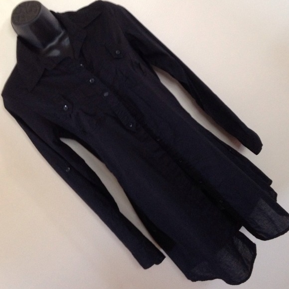 Collared Utility Little Black Shirtdress• - Picture 2 of 5