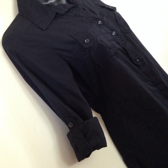 Collared Utility Little Black Shirtdress• - Picture 3 of 5