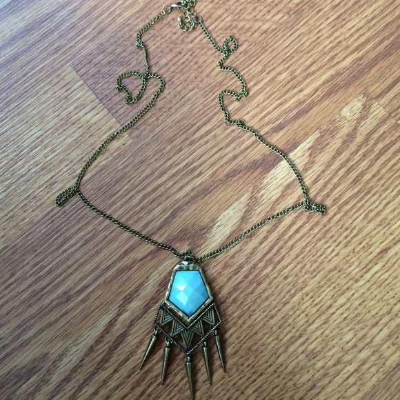 PacSun Jewelry - Long turquoise pendant necklace with spikes