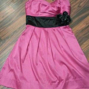 Pink dress with black tie