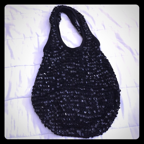 Black sequin handbag