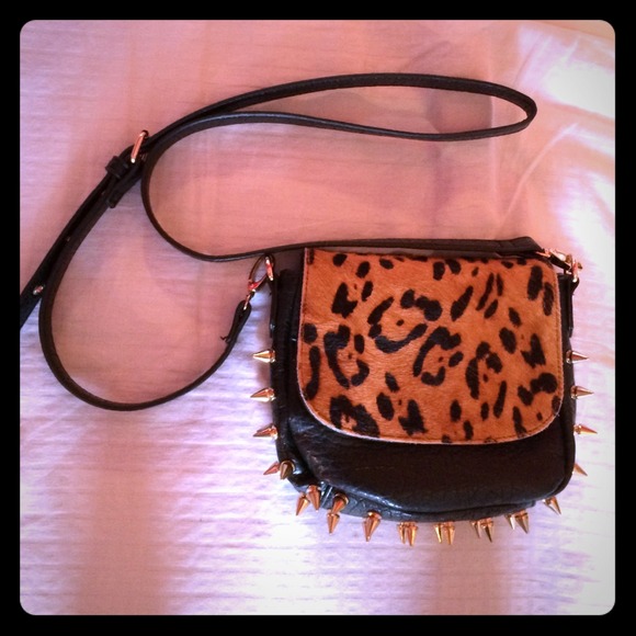 Nasty Gal studded cheetah print shoulder bag