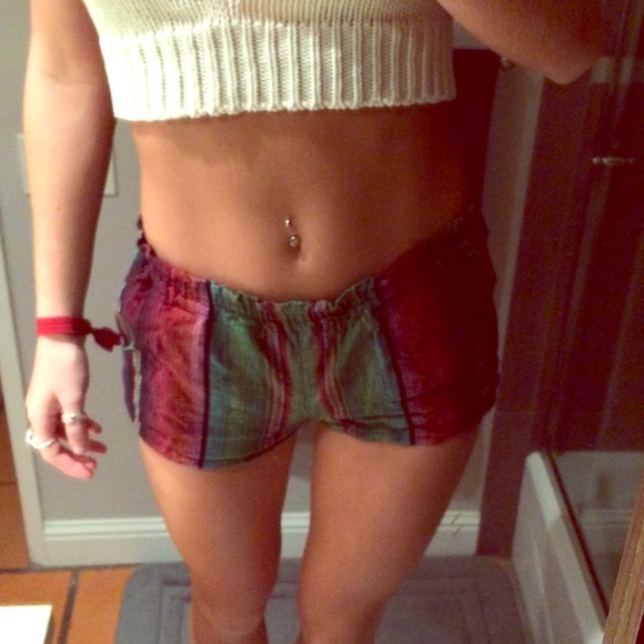 retro shorts cool Mexican blanket print