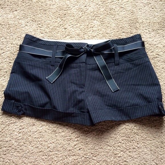 Black and white pinstripe shorts