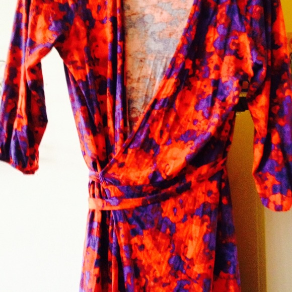 Floral wrap dress and burgundy dress with pockets