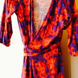 Floral wrap dress and burgundy dress with pockets