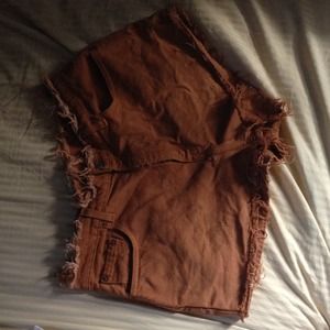 High waisted frayed shorts