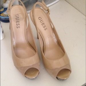 Guess nude sling back pumps