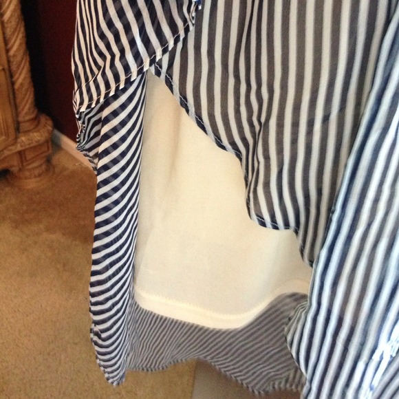 New high low navy blue stripes dress - Picture 4 of 4