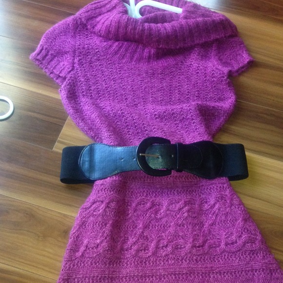 Fuchsia sweater dress with belt - Picture 1 of 1