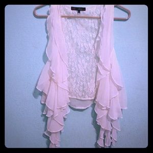 White ruffle lace no sleeve