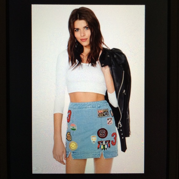 Nasty Gal Denim Patches Skirt