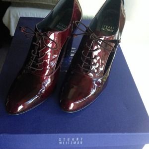 Stuart Weitzman oxblood patent leather shoes